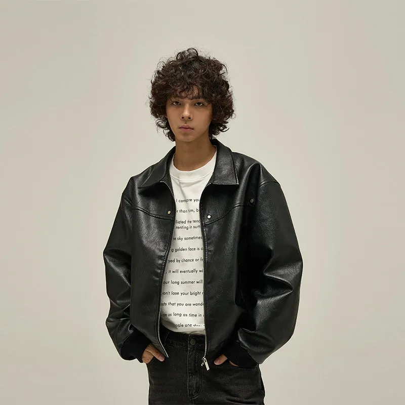 77Fight Retro Distressed Leather Jacket