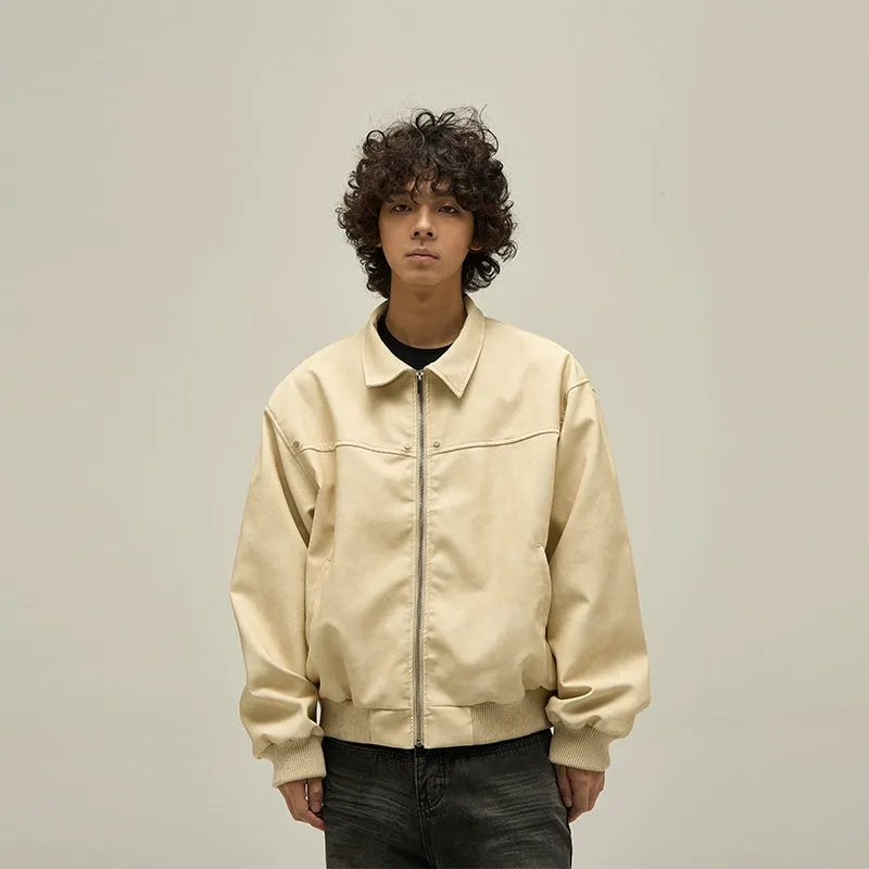 77Fight Retro Distressed Leather Jacket