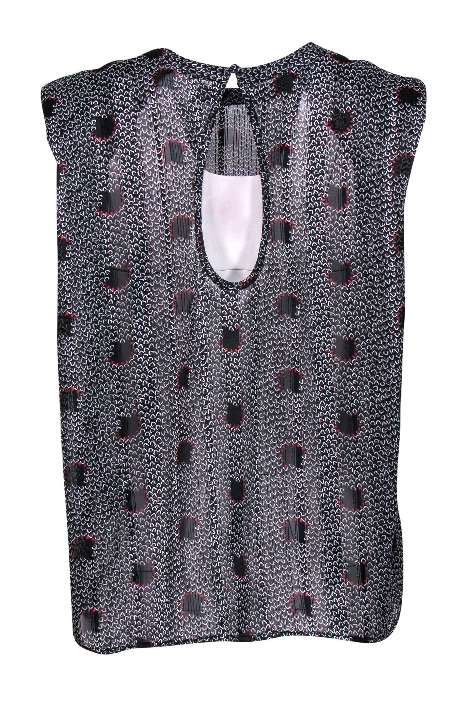 Ba&sh - Black & Red Patterned Silky Metallic Top Sz XS