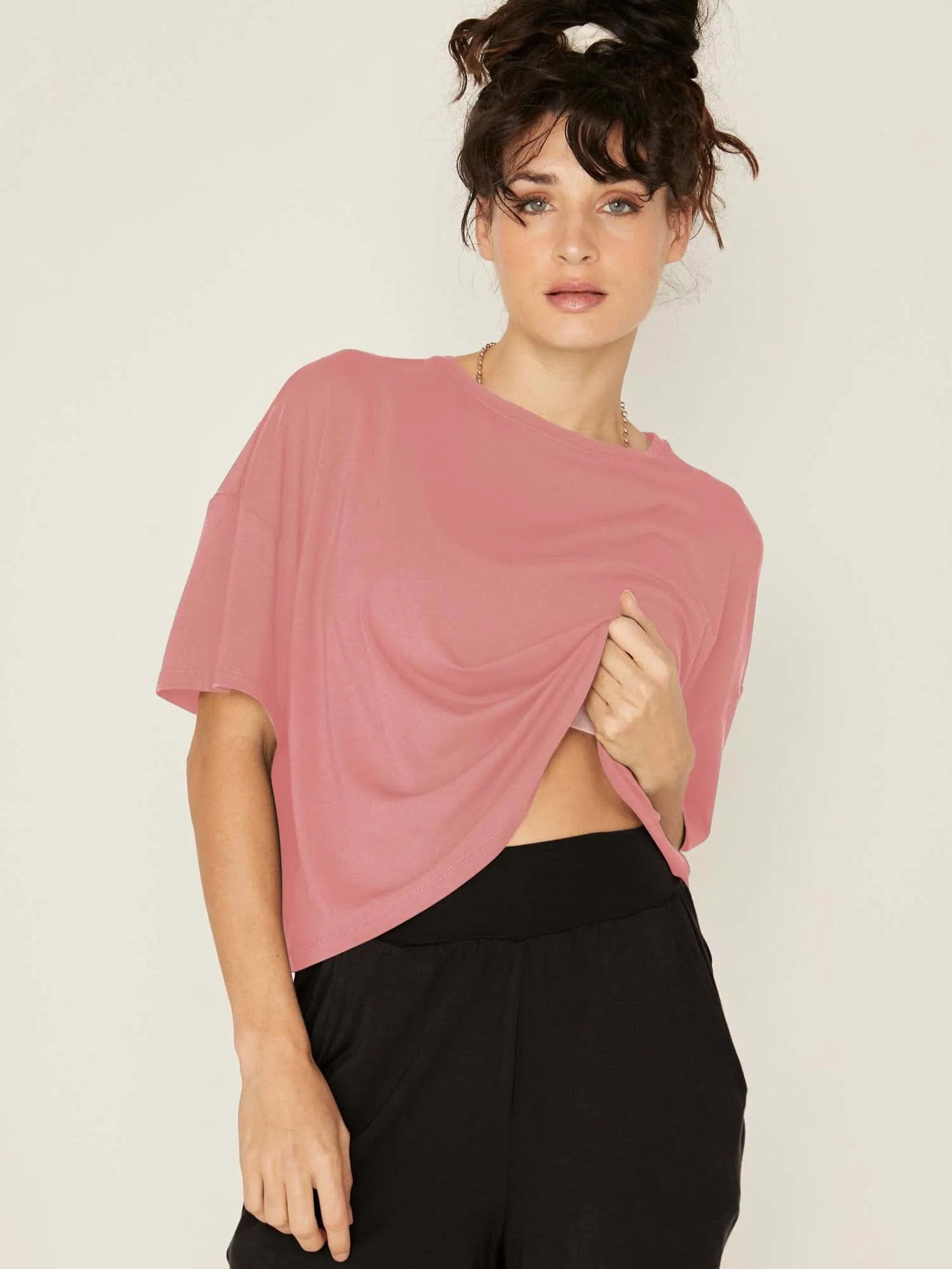 Bamboo Lounge Tee - Pink Clay