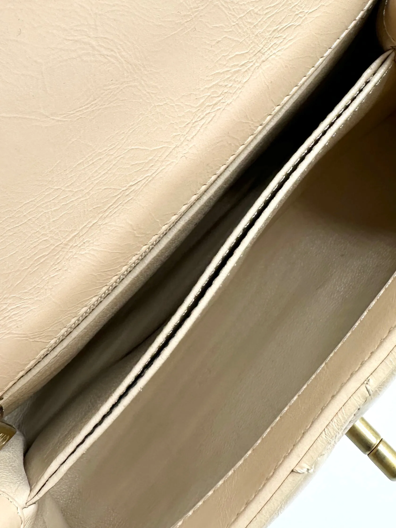 Beige Distressed Chevron Black Lizard Coco Top Handle