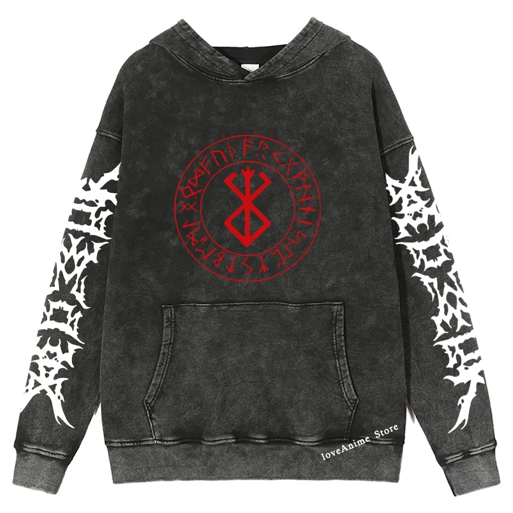 Berserk Anime Retro Style Oversized Vintage / Acid Washed Hoodie