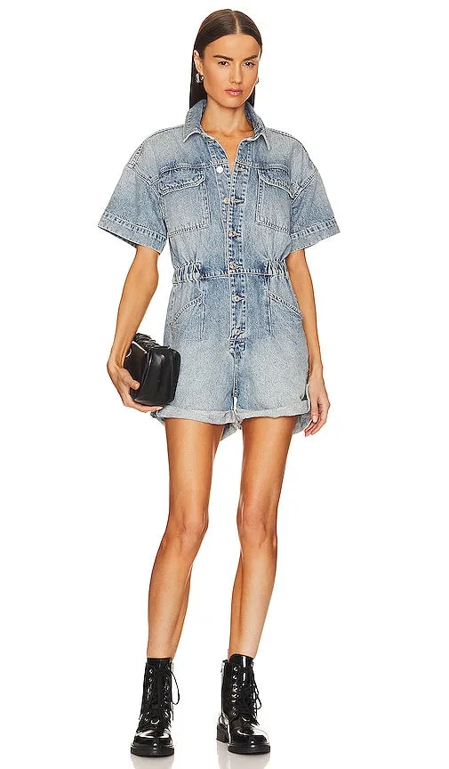 Free People x We The Free Marci Cuffed Shortall in Blue