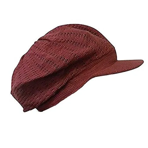 Landana Headscarves Maroon Knit Slouchy Cap Hat for Women Cotton