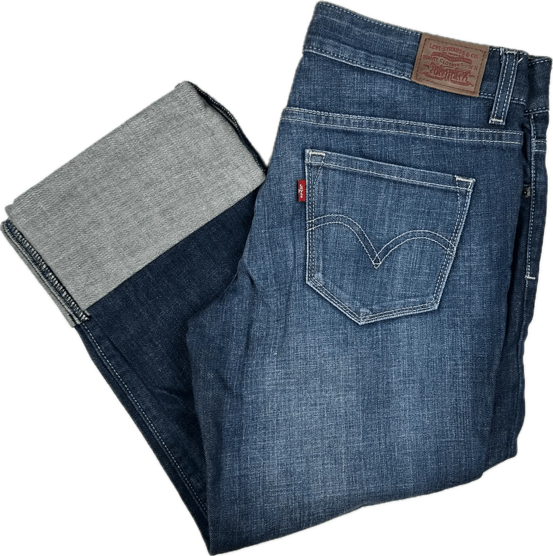 Levis '904 Crop' Ladies Cuffed Denim Jean    - Size 12