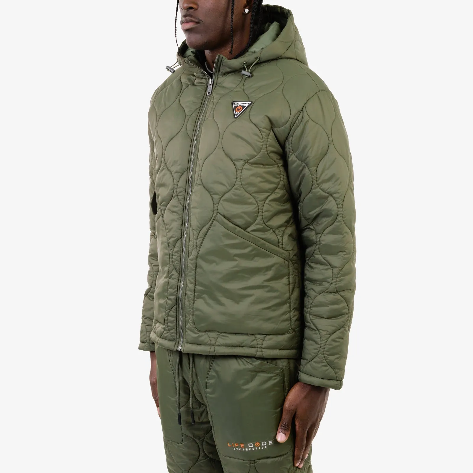 LIFE CODE OLIVE QUILTED JACKET