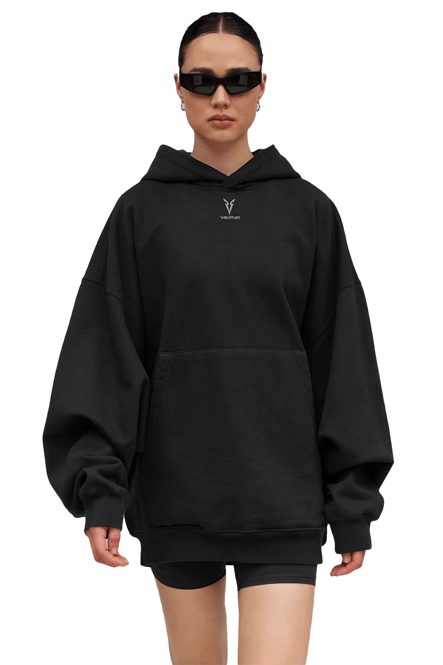 LONGLINE HOODIE - Black