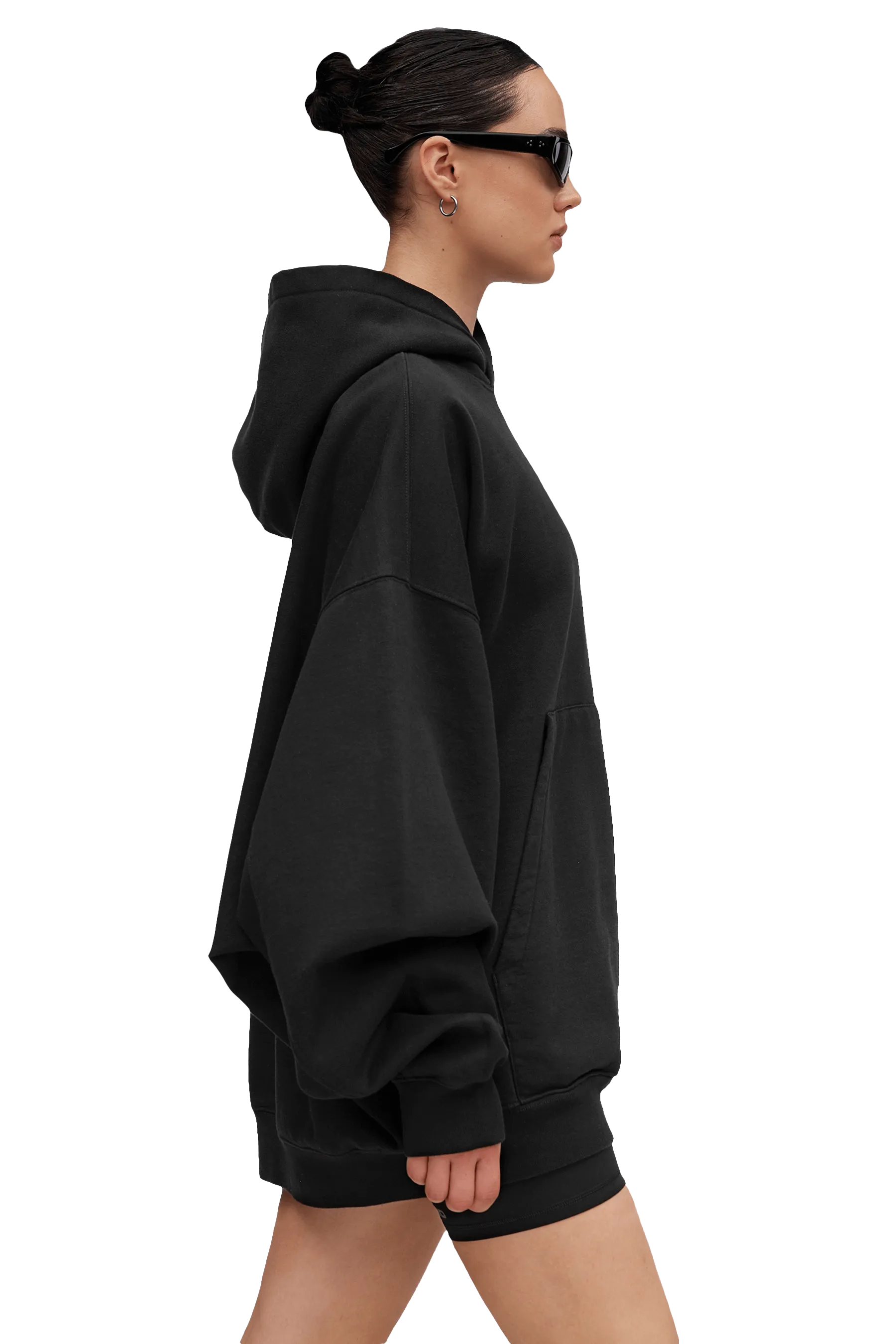 LONGLINE HOODIE - Black