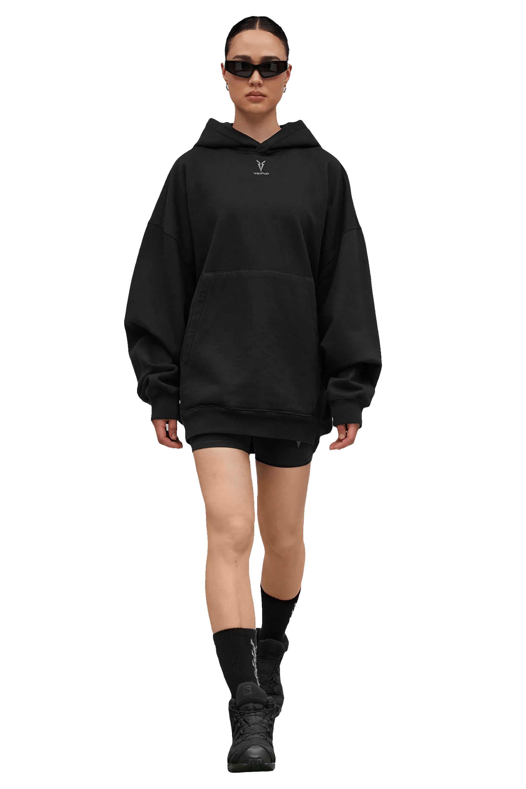 LONGLINE HOODIE - Black