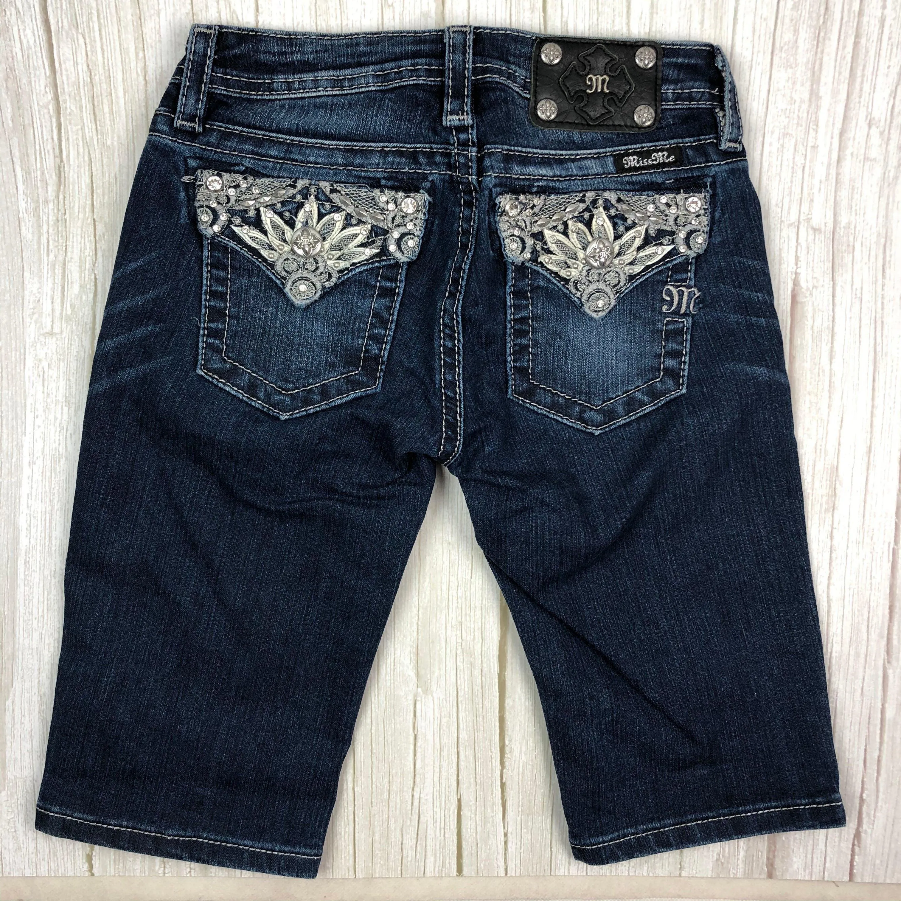 NEW - Miss Me Girls Jewelled Long Shorts- Size 14