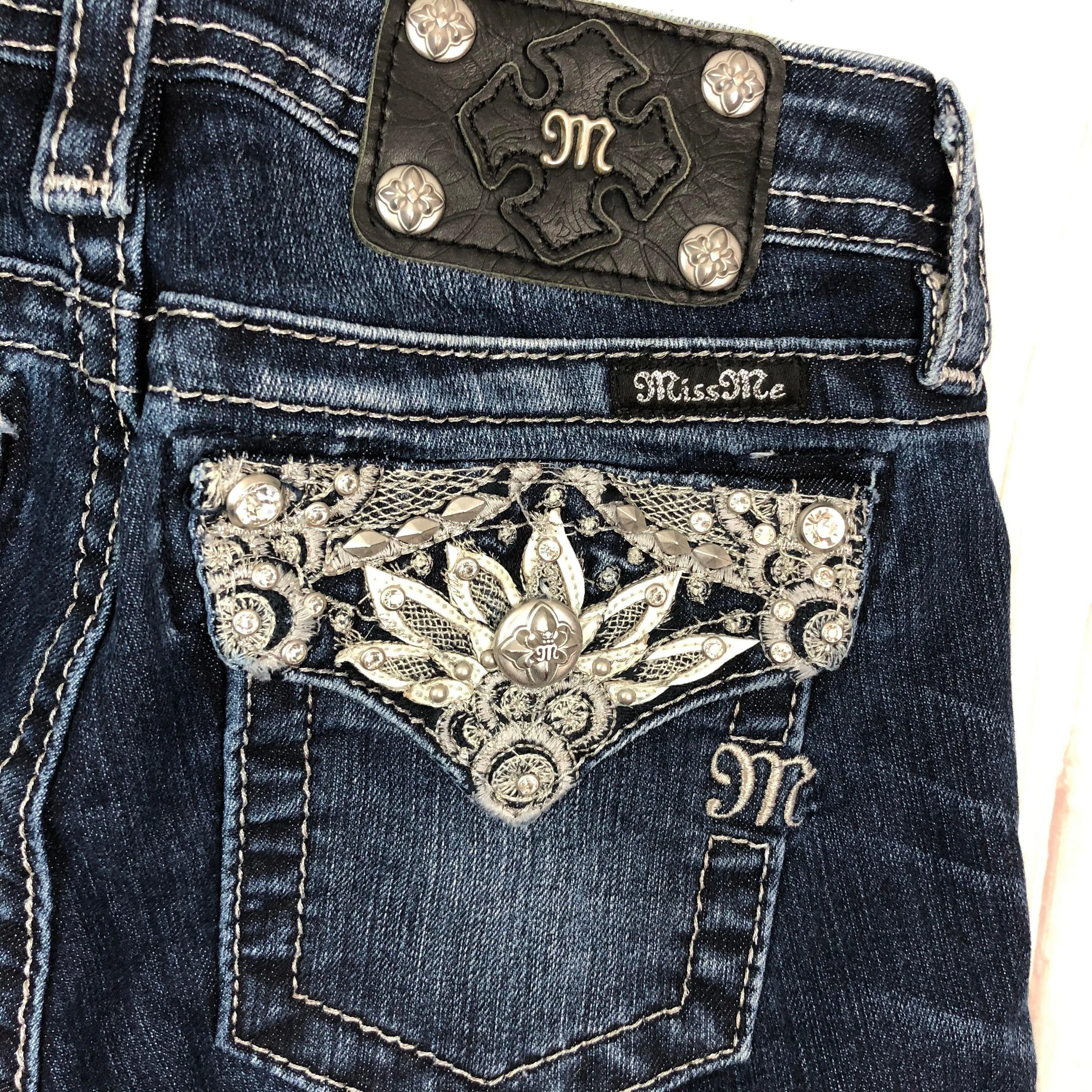 NEW - Miss Me Girls Jewelled Long Shorts- Size 14