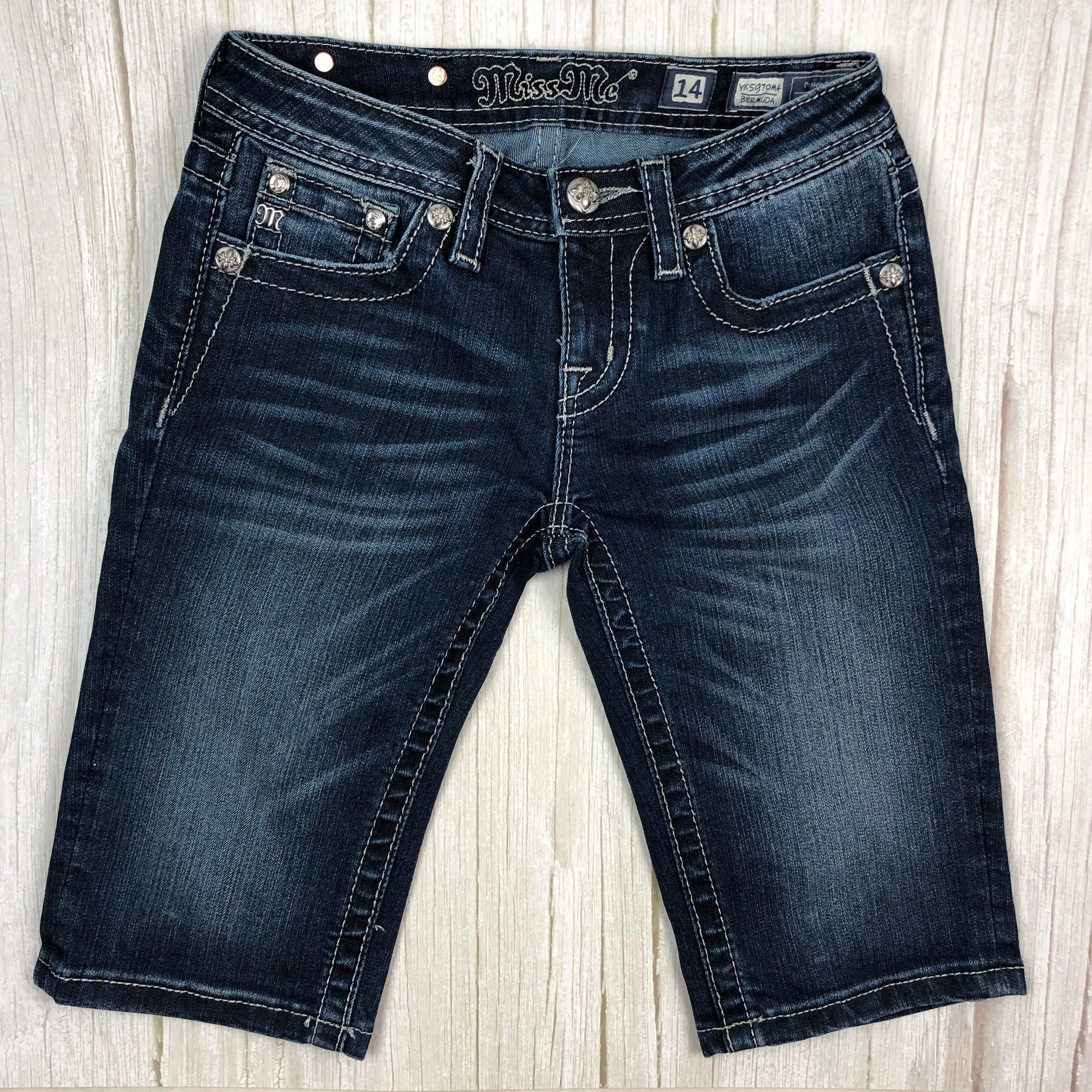 NEW - Miss Me Girls Jewelled Long Shorts- Size 14