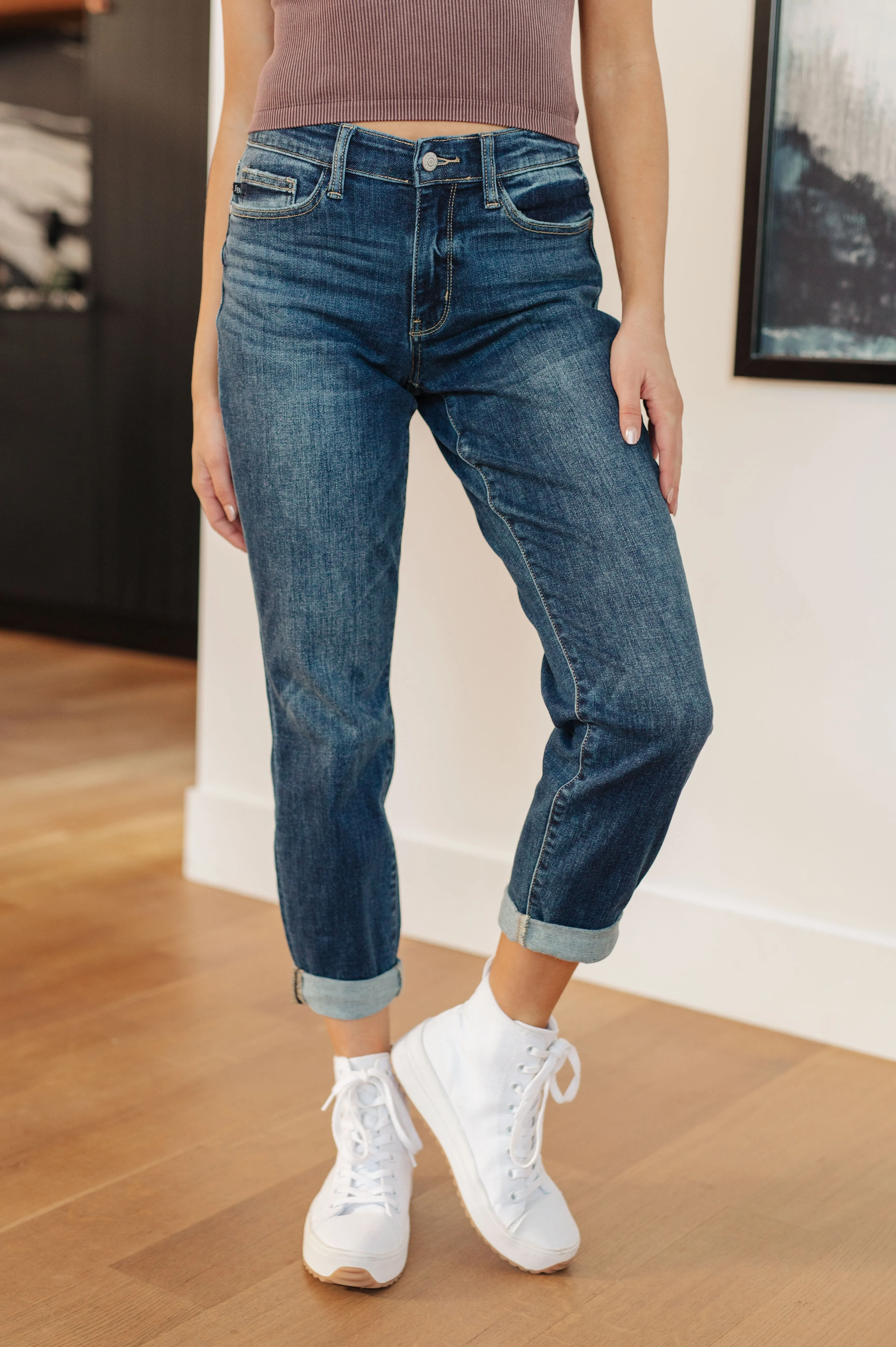 ONLINE EXCLUSIVE JUDY BLUE London Midrise Cuffed Boyfriend Jeans