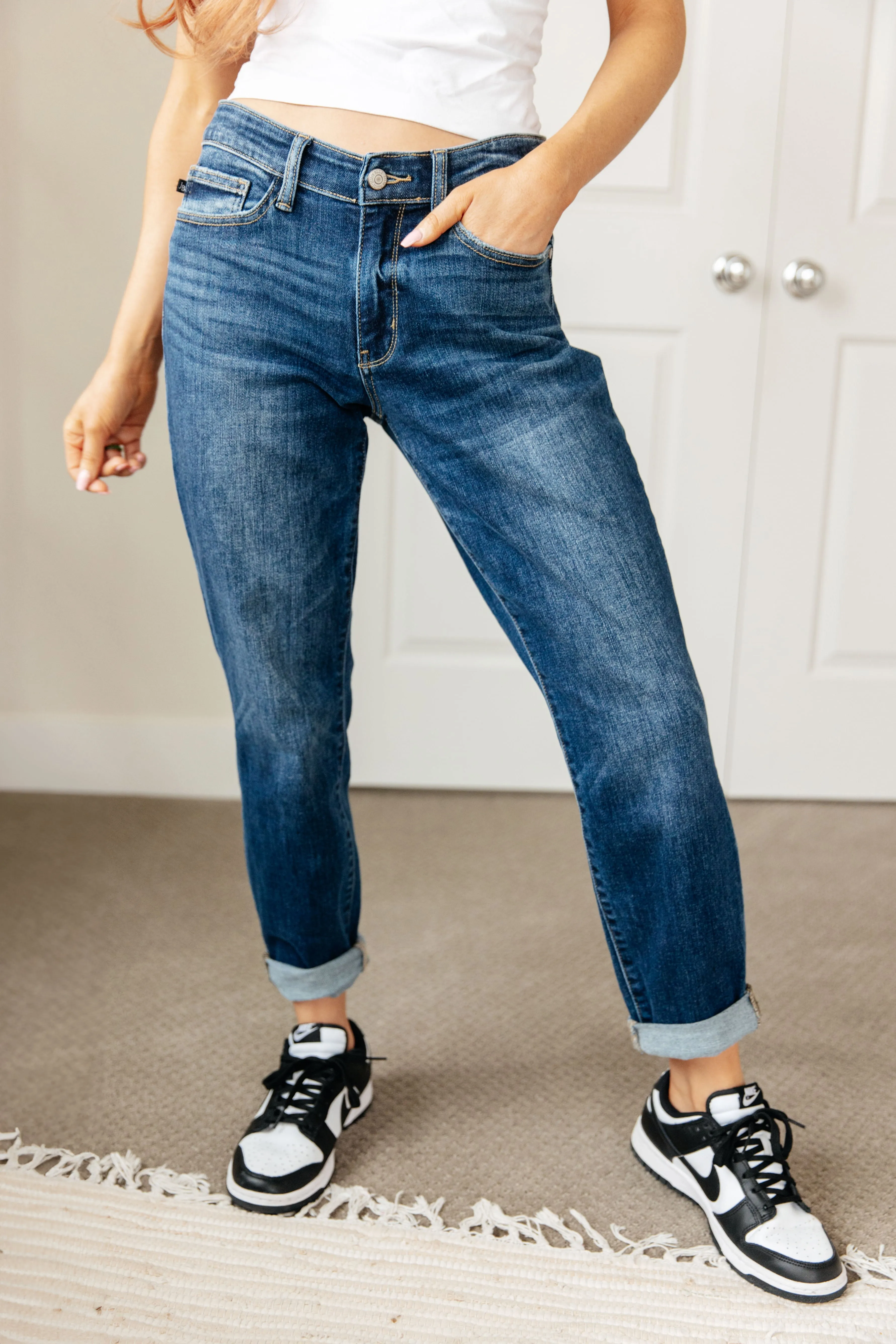 ONLINE EXCLUSIVE JUDY BLUE London Midrise Cuffed Boyfriend Jeans