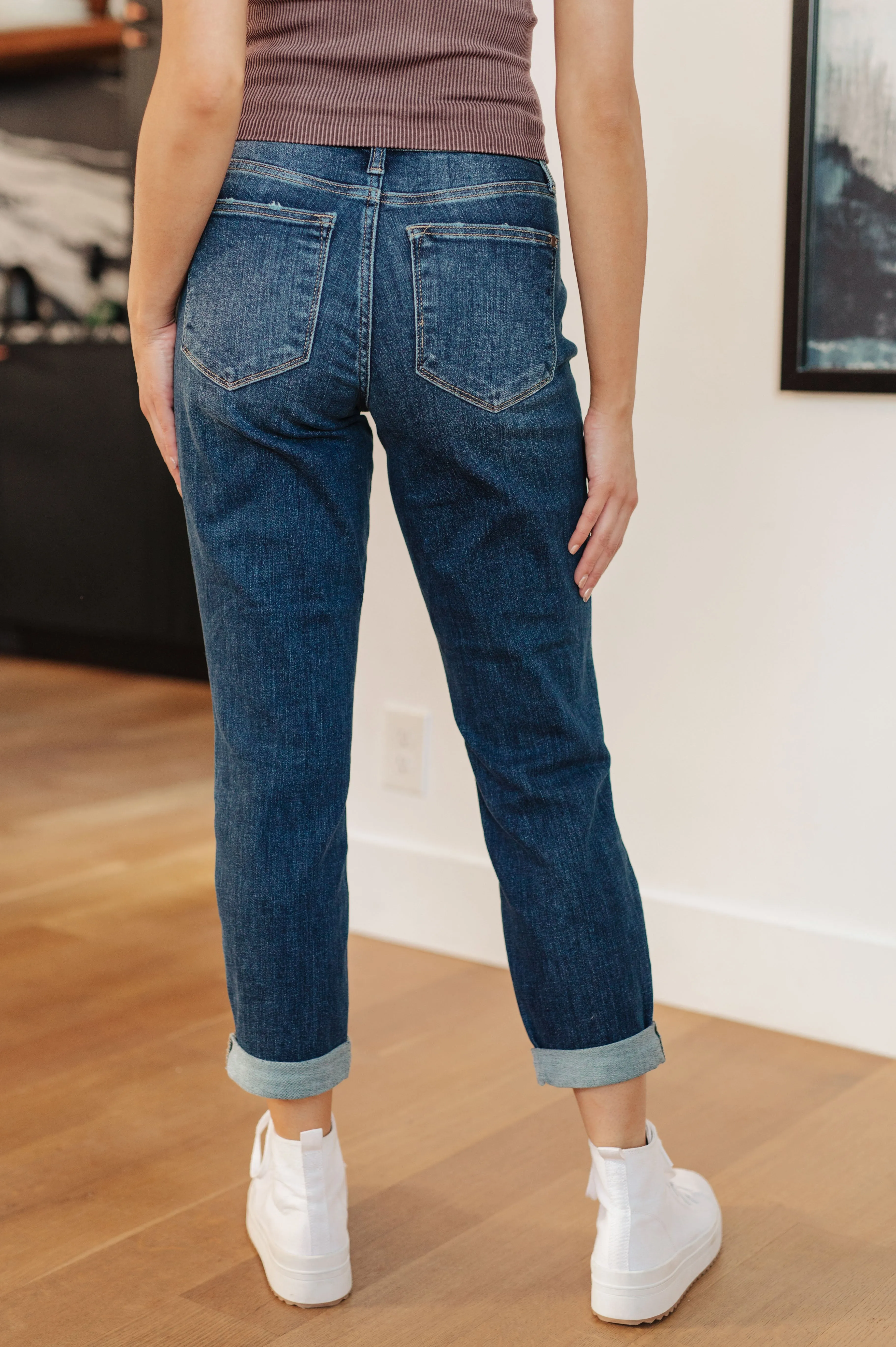 ONLINE EXCLUSIVE JUDY BLUE London Midrise Cuffed Boyfriend Jeans