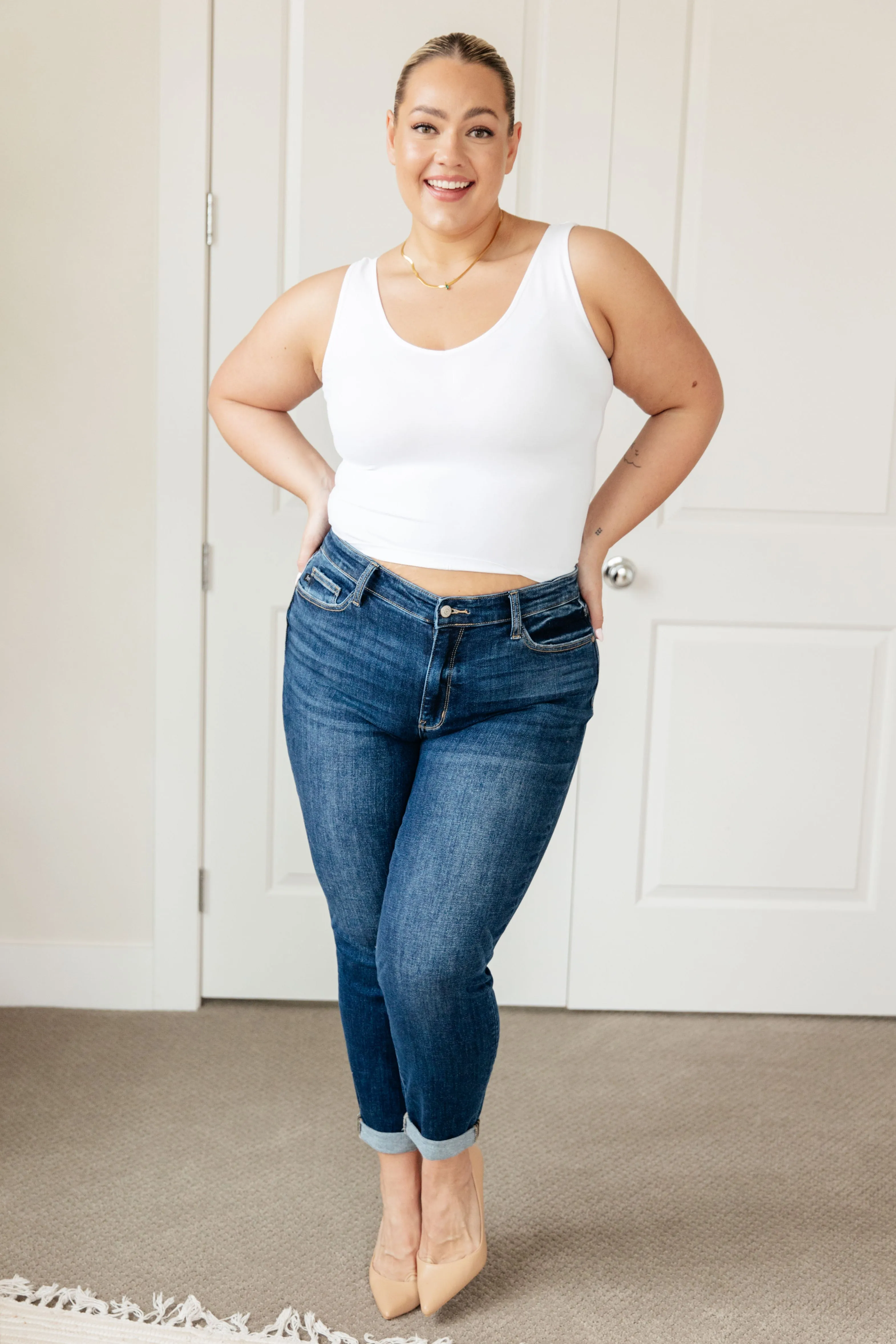 ONLINE EXCLUSIVE JUDY BLUE London Midrise Cuffed Boyfriend Jeans
