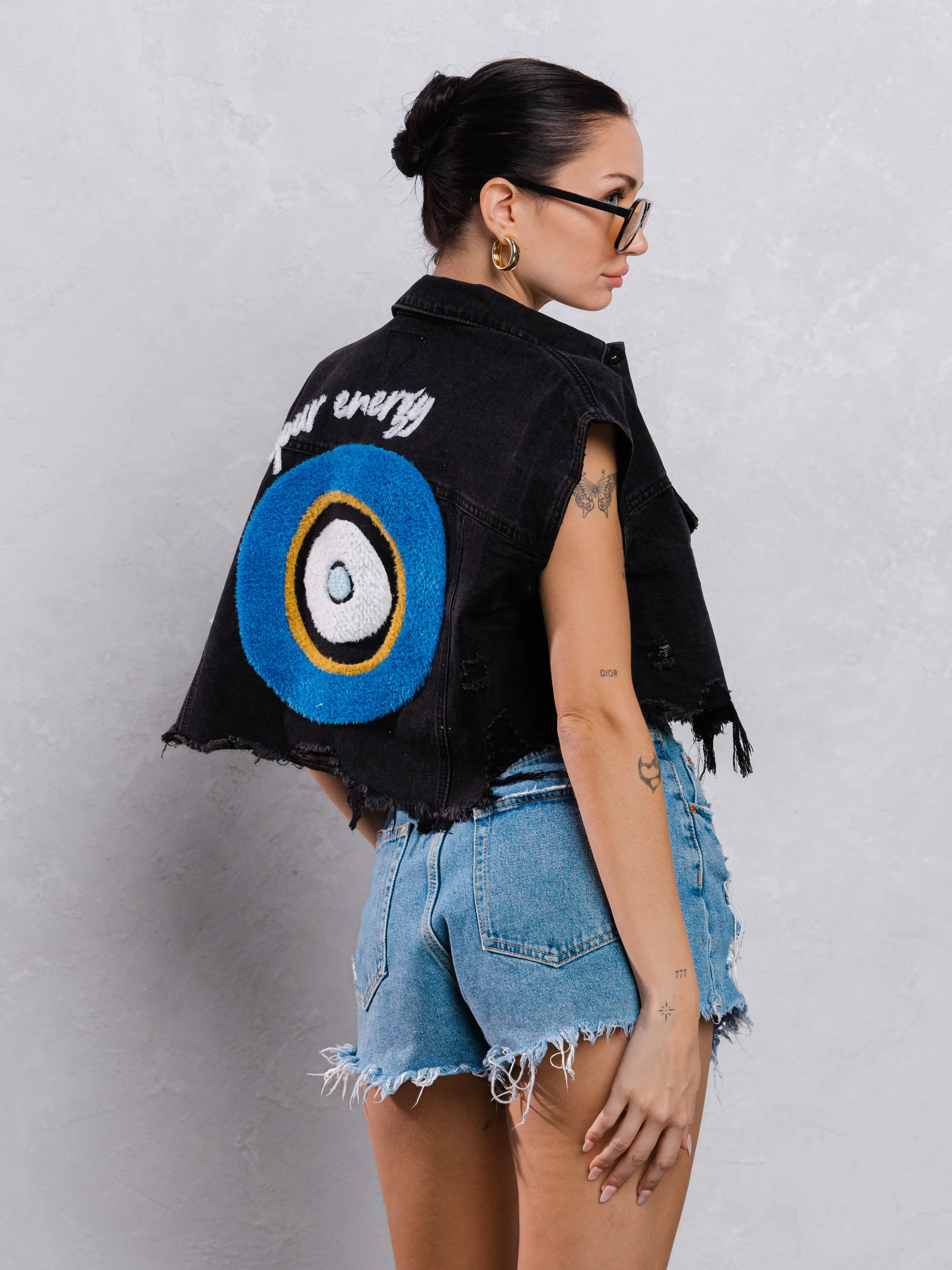 PROTECT YOUR ENERGY Crop Denim Vest