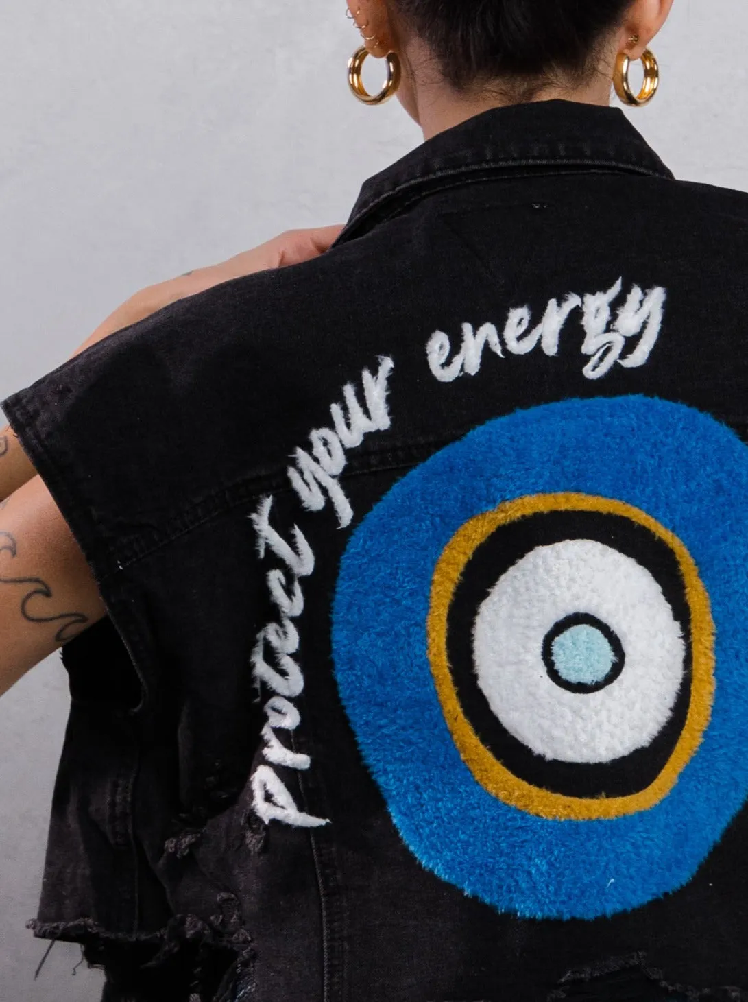 PROTECT YOUR ENERGY Crop Denim Vest
