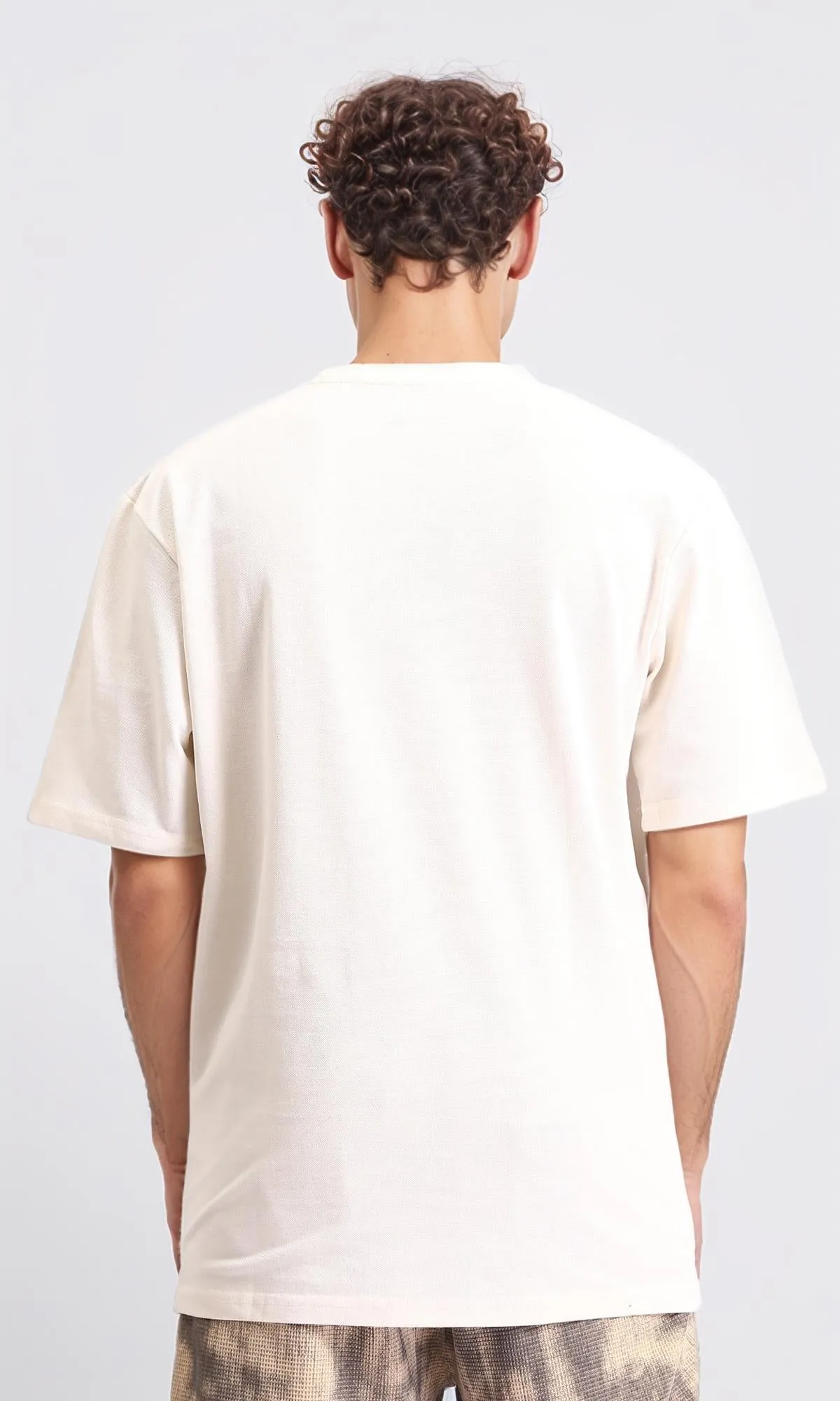 R208546 - Crew Neck Solid Cotton Tee - Cream