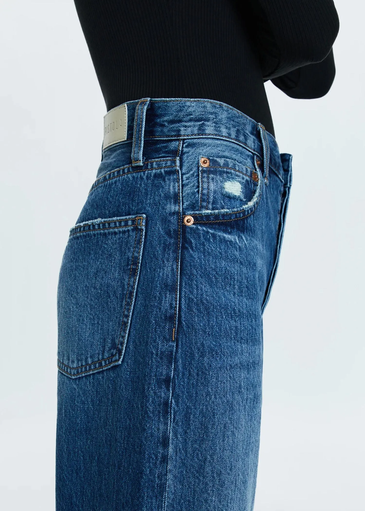 Ryder High Rise Cuffed Jean in Fulton - Pistola Denim