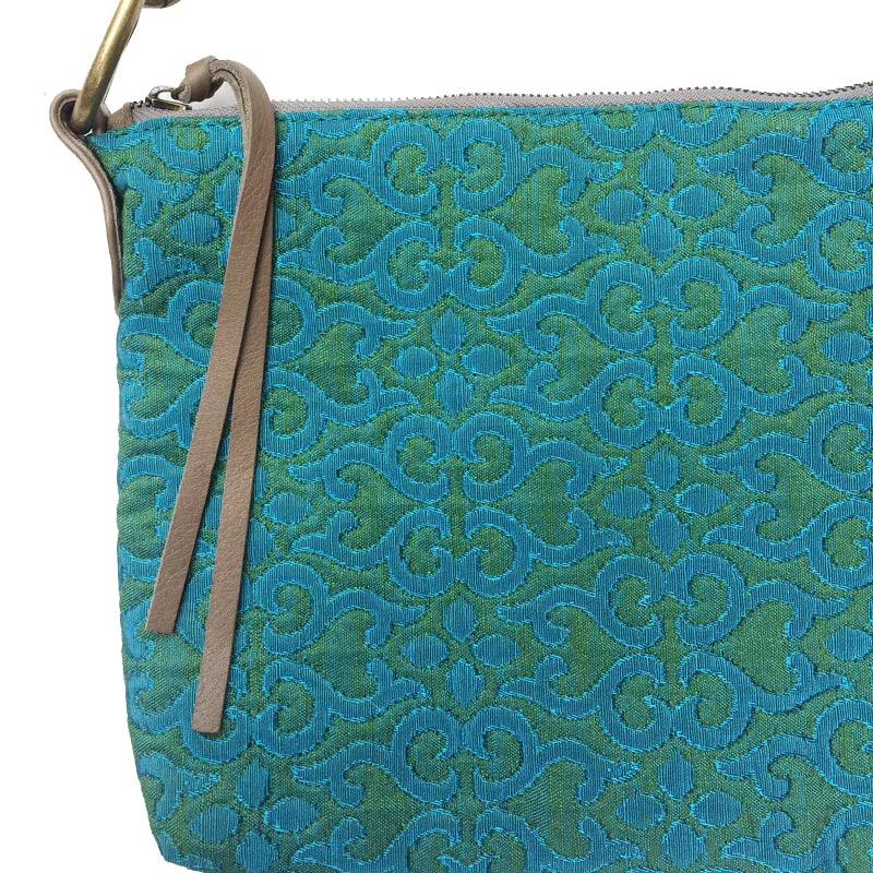 Slouchy Bag - Vintage Blue & Green Quilted