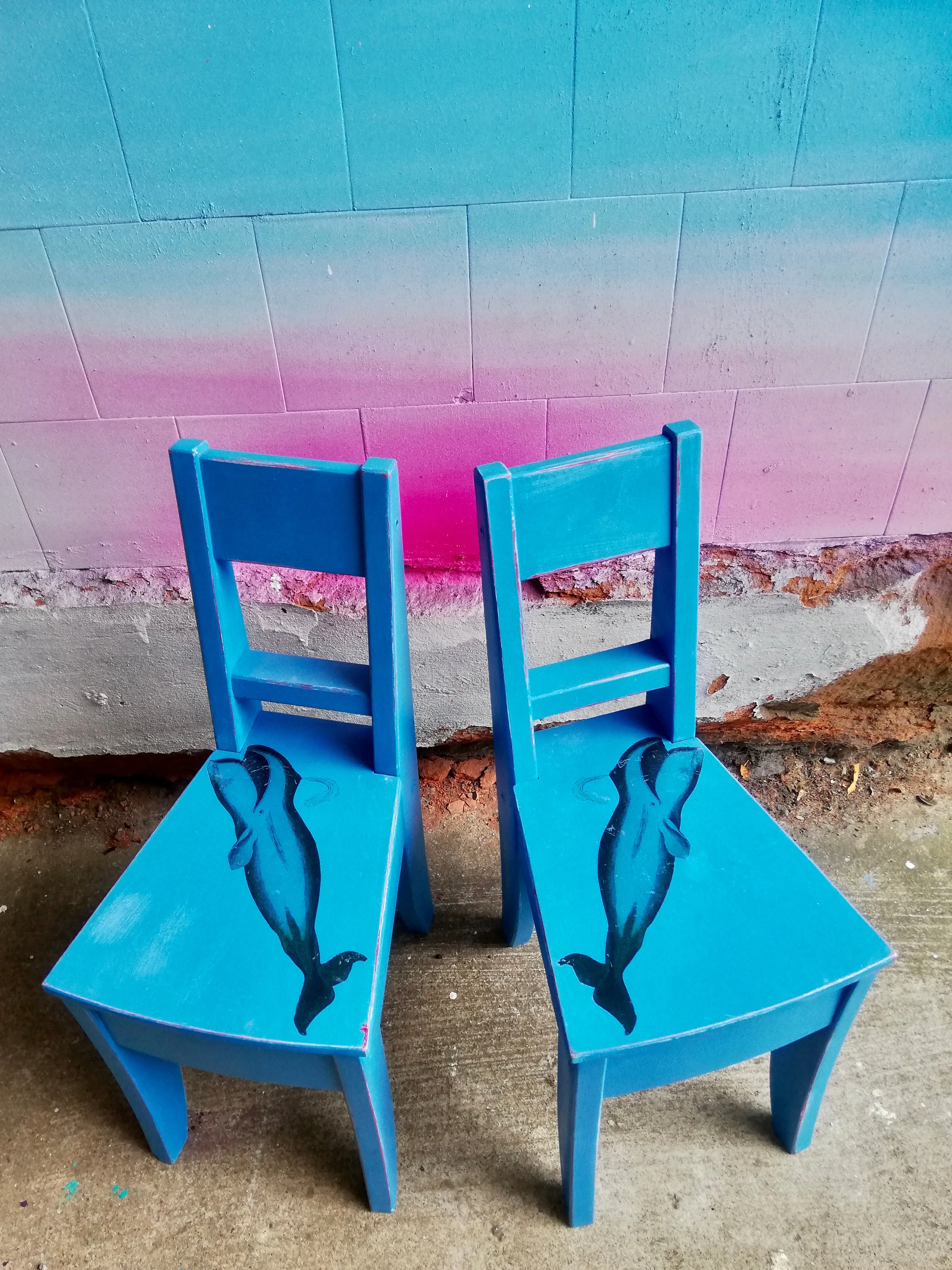 Super cute painted children's chairs with Whale design will sell separately if you want both please order 2 at checkout x