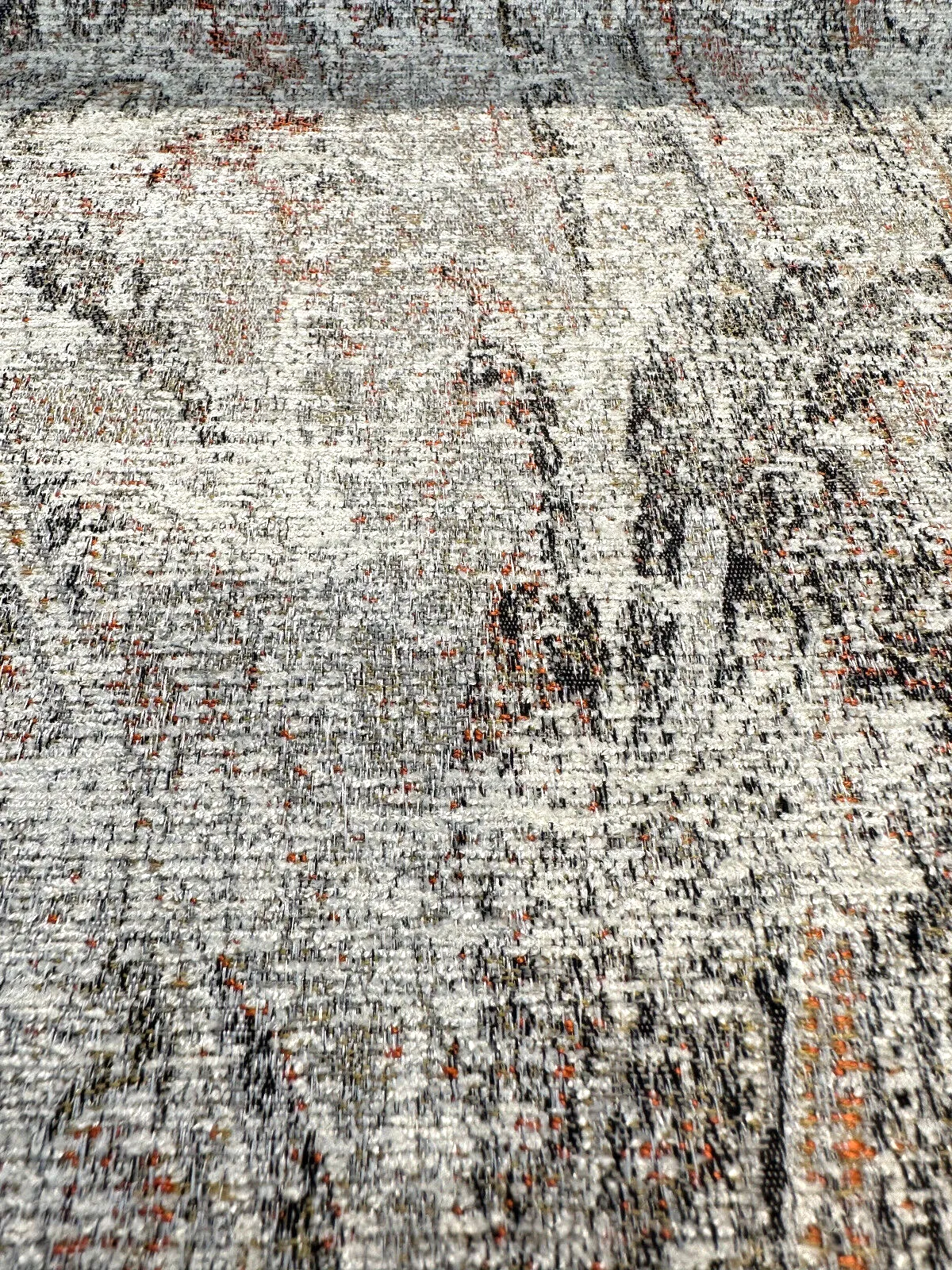Upholstery Imogen Ember Orange Distressed Damask Swavelle Chenille Fabric By The Yard